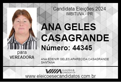 Candidato ANA GELES CASAGRANDE 2024 - IMBITUVA - Eleições