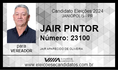 Candidato JAIR PINTOR 2024 - JANIÓPOLIS - Eleições