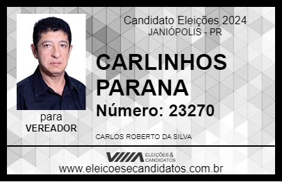 Candidato CARLINHOS PARANA 2024 - JANIÓPOLIS - Eleições