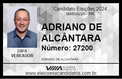 Candidato ADRIANO DE ALCÂNTARA 2024 - MARIALVA - Eleições