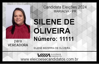 Candidato SILENE DE OLIVEIRA 2024 - MARIALVA - Eleições