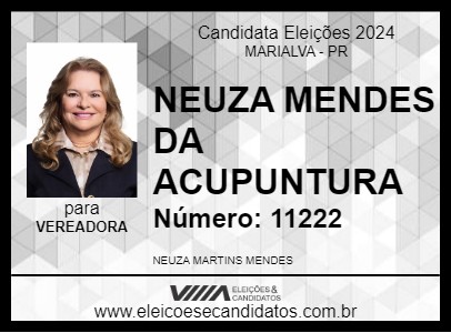 Candidato NEUZA MENDES DA ACUPUNTURA 2024 - MARIALVA - Eleições