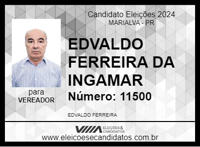 Candidato EDVALDO FERREIRA DA INGAMAR 2024 - MARIALVA - Eleições