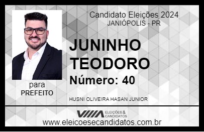 Candidato JUNINHO TEODORO 2024 - JANIÓPOLIS - Eleições