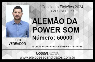 Candidato ALEMÃO DA POWER SOM 2024 - CASCAVEL - Eleições