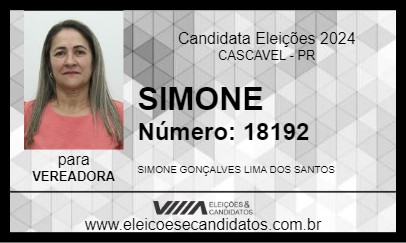 Candidato SIMONE 2024 - CASCAVEL - Eleições