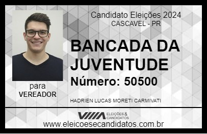 Candidato HADRIEN BANCADA DA JUVENTUDE 2024 - CASCAVEL - Eleições