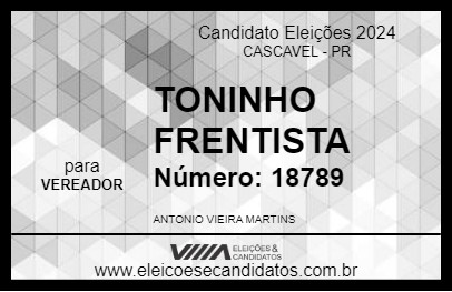 Candidato TONINHO FRENTISTA 2024 - CASCAVEL - Eleições