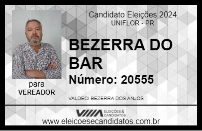 Candidato BEZERRA DO BAR 2024 - UNIFLOR - Eleições