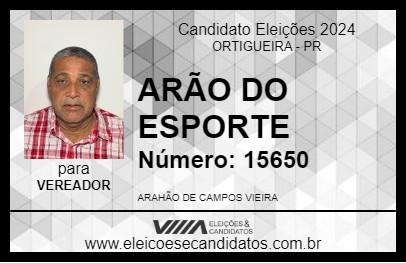 Candidato ARÃO DO ESPORTE 2024 - ORTIGUEIRA - Eleições