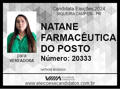 Candidato NATANE BASSANI 2024 - SIQUEIRA CAMPOS - Eleições