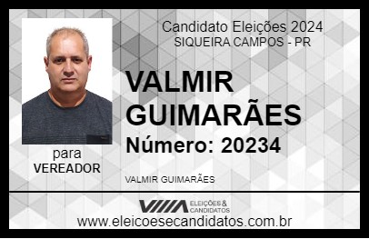 Candidato VALMIR GUIMARÃES 2024 - SIQUEIRA CAMPOS - Eleições