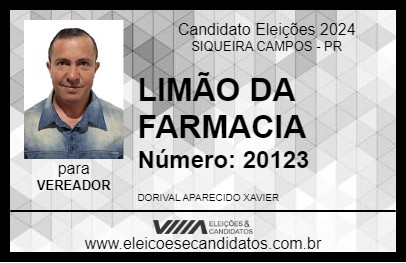 Candidato LIMÃO DA FARMACIA 2024 - SIQUEIRA CAMPOS - Eleições