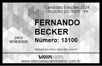 Candidato FERNANDO  BECKER 2024 - CRUZEIRO DO OESTE - Eleições