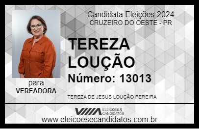 Candidato TEREZA LOUÇÃO 2024 - CRUZEIRO DO OESTE - Eleições