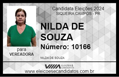 Candidato NILDA DE SOUZA 2024 - SIQUEIRA CAMPOS - Eleições