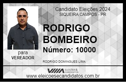 Candidato RODRIGO DOMINGUES 2024 - SIQUEIRA CAMPOS - Eleições