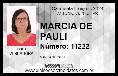 Candidato MARCIA DE PAULI 2024 - ANTONIO OLINTO - Eleições