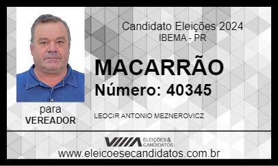 Candidato MACARRÃO 2024 - IBEMA - Eleições