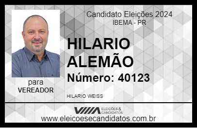 Candidato HILARIO ALEMÃO 2024 - IBEMA - Eleições