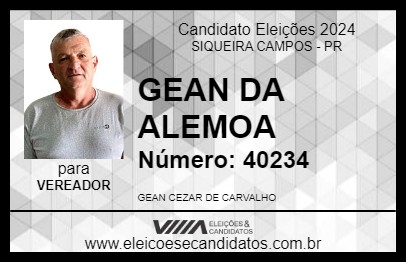 Candidato GEAN DA ALEMOA 2024 - SIQUEIRA CAMPOS - Eleições