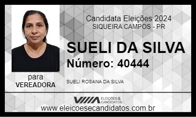 Candidato SUELI DA SILVA 2024 - SIQUEIRA CAMPOS - Eleições