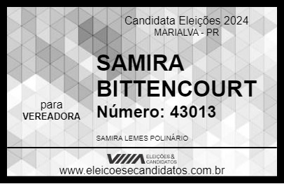 Candidato SAMIRA BITTENCOURT 2024 - MARIALVA - Eleições