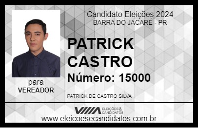 Candidato PATRICK CASTRO 2024 - BARRA DO JACARÉ - Eleições