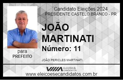 Candidato JOÃO MARTINATI 2024 - PRESIDENTE CASTELO BRANCO - Eleições