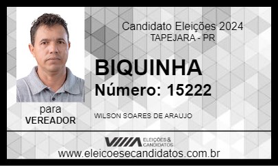 Candidato BIQUINHA 2024 - TAPEJARA - Eleições