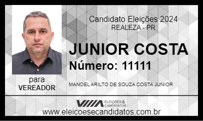 Candidato JUNIOR COSTA 2024 - REALEZA - Eleições