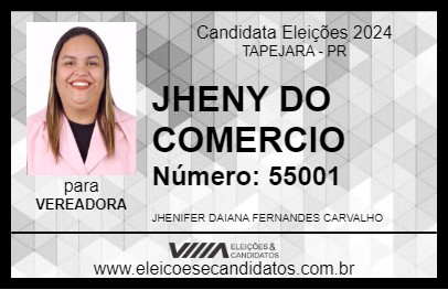 Candidato JHENY DO COMERCIO 2024 - TAPEJARA - Eleições