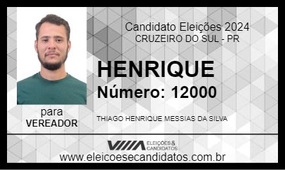 Candidato HENRIQUE 2024 - CRUZEIRO DO SUL - Eleições