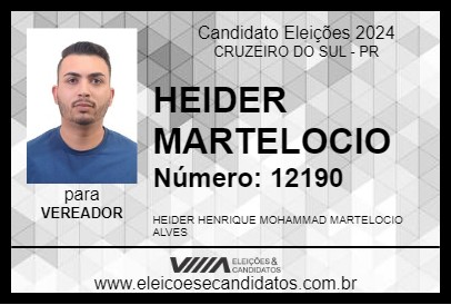 Candidato HEIDER MARTELOCIO 2024 - CRUZEIRO DO SUL - Eleições