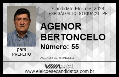 Candidato AGENOR BERTONCELO 2024 - ESPIGÃO ALTO DO IGUAÇU - Eleições