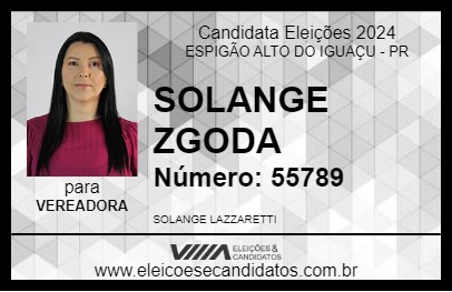 Candidato SOLANGE ZGODA 2024 - ESPIGÃO ALTO DO IGUAÇU - Eleições