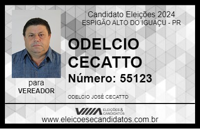 Candidato ODELCIO CECATTO 2024 - ESPIGÃO ALTO DO IGUAÇU - Eleições