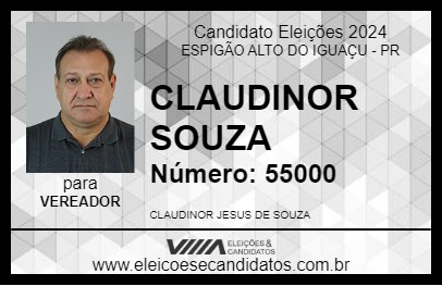 Candidato CLAUDINOR SOUZA 2024 - ESPIGÃO ALTO DO IGUAÇU - Eleições