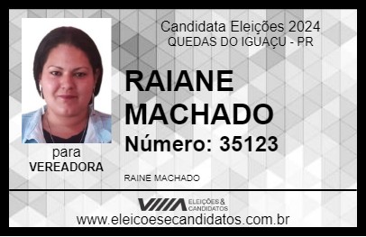 Candidato RAIANE MACHADO 2024 - QUEDAS DO IGUAÇU - Eleições