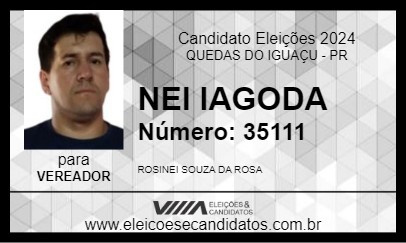 Candidato NEI IAGODA 2024 - QUEDAS DO IGUAÇU - Eleições