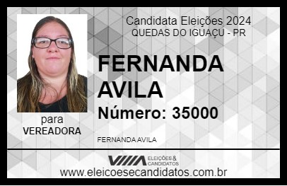 Candidato FERNANDA AVILA 2024 - QUEDAS DO IGUAÇU - Eleições