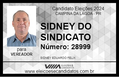 Candidato SIDNEY DO SINDICATO 2024 - CAMPINA DA LAGOA - Eleições