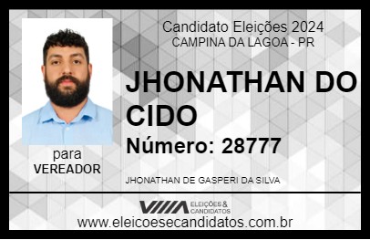 Candidato JHONATHAN DO CIDO 2024 - CAMPINA DA LAGOA - Eleições