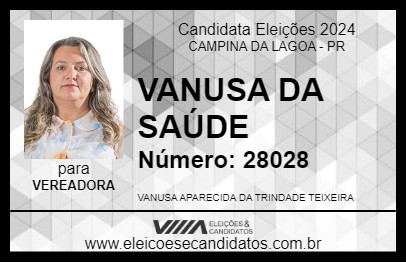 Candidato VANUSA DA SAÚDE 2024 - CAMPINA DA LAGOA - Eleições