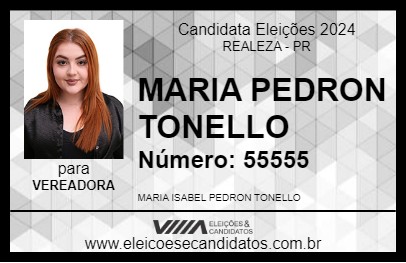 Candidato MARIA PEDRON TONELLO 2024 - REALEZA - Eleições