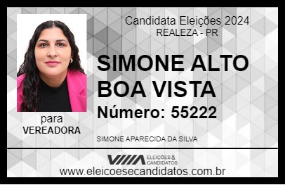 Candidato SIMONE ALTO BOA VISTA 2024 - REALEZA - Eleições