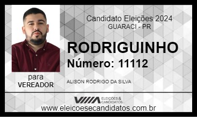 Candidato RODRIGUINHO 2024 - GUARACI - Eleições