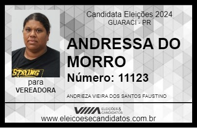 Candidato ANDRESSA DO MORRO 2024 - GUARACI - Eleições