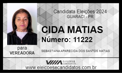 Candidato CIDA MATIAS 2024 - GUARACI - Eleições