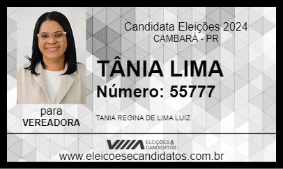 Candidato TÂNIA LIMA 2024 - CAMBARÁ - Eleições